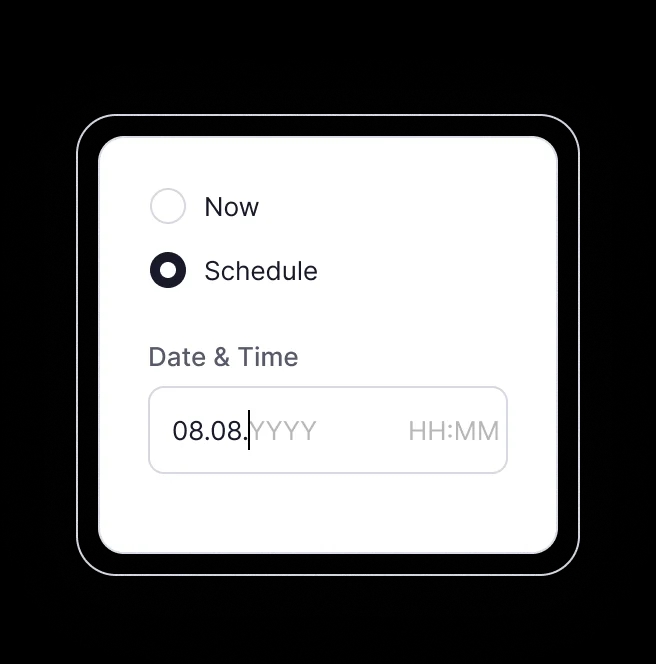 A form of setting an appropriate date and time for bulk messaging in WhatsApp.