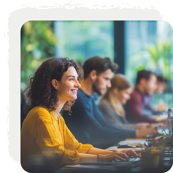 Человек общается с клиентами