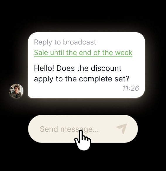 Customer reply to a bulk WhatsApp message inside YoLead.