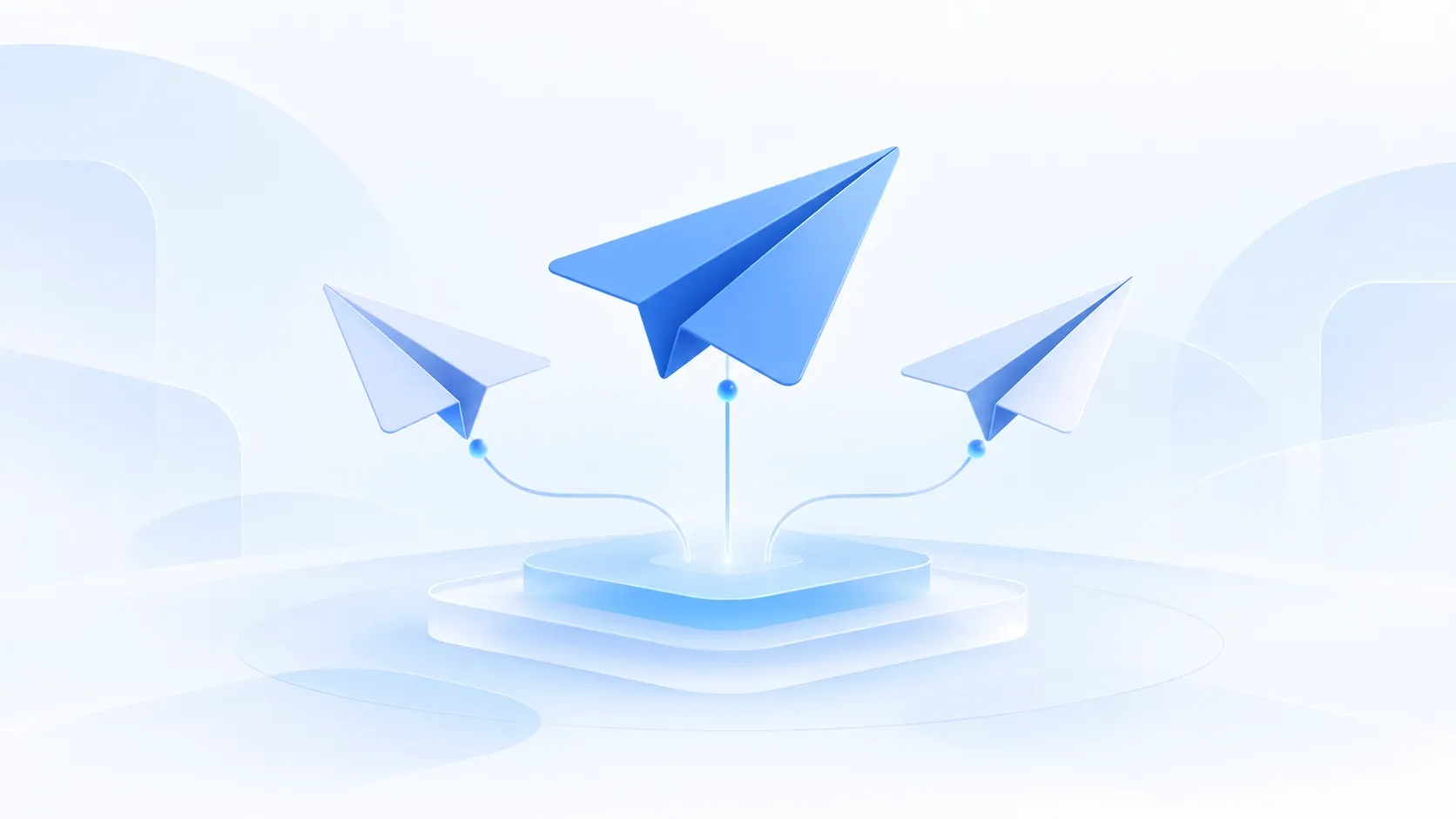 Три бумажных самолётика Telegram, объединённые в единую платформу для работы с несколькими аккаунтами в YoLead.
